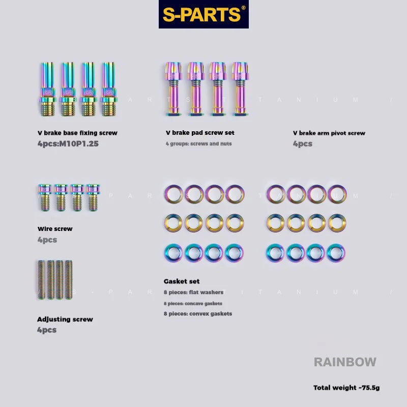 S-PARTS Litepro Titanium V-Brake Screw Series Rainbow