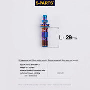 S-PARTS M10 × 29mm Double Titanium Banjo Bolt with Bleed Nipple Kit P1.0 Blue