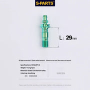 S-PARTS M10 × 29mm Double Titanium Banjo Bolt with Bleed Nipple Kit P1.0 Green