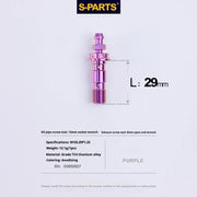 S-PARTS M10 × 29mm Double Titanium Banjo Bolt with Bleed Nipple Kit P1.25 Purple
