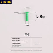 S-PARTS M4 Countersunk Titanium Screws — L8–45mm L8mm Green