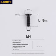 S-PARTS M4 Countersunk Titanium Screws — L8–45mm L8mm Black