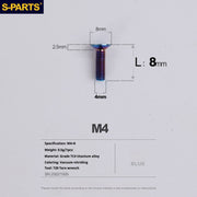 S-PARTS M4 Countersunk Titanium Screws — L8–45mm L8mm Blue