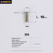 S-PARTS M4 Countersunk Titanium Screws — L8–45mm L10mm Rainbow