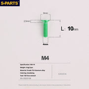 S-PARTS M4 Countersunk Titanium Screws — L8–45mm L10mm Green