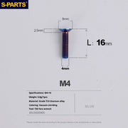 S-PARTS M4 Countersunk Titanium Screws — L8–45mm L16mm Blue