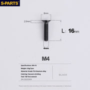S-PARTS M4 Countersunk Titanium Screws — L8–45mm L16mm Black