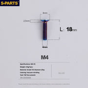 S-PARTS M4 Countersunk Titanium Screws — L8–45mm L18mm Blue