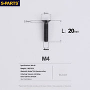 S-PARTS M4 Countersunk Titanium Screws — L8–45mm L20mm Black