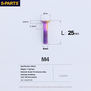 S-PARTS M4 Countersunk Titanium Screws — L8–45mm L25mm Candy