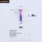 S-PARTS M4 Countersunk Titanium Screws — L8–45mm L30mm Candy