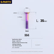 S-PARTS M4 Countersunk Titanium Screws — L8–45mm L35mm Candy