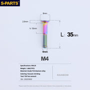S-PARTS M4 Countersunk Titanium Screws — L8–45mm L35mm Rainbow