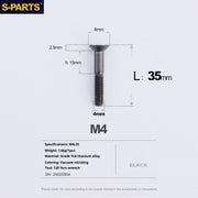 S-PARTS M4 Countersunk Titanium Screws — L8–45mm L35mm Black