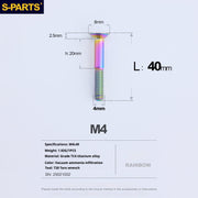 S-PARTS M4 Countersunk Titanium Screws — L8–45mm L40mm Rainbow