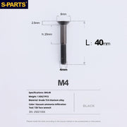S-PARTS M4 Countersunk Titanium Screws — L8–45mm L40mm Black