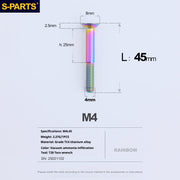 S-PARTS M4 Countersunk Titanium Screws — L8–45mm L45mm Rainbow