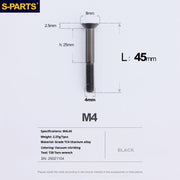 S-PARTS M4 Countersunk Titanium Screws — L8–45mm L45mm Black