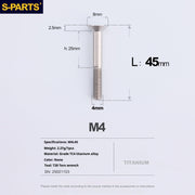 S-PARTS M4 Countersunk Titanium Screws — L8–45mm L45mm