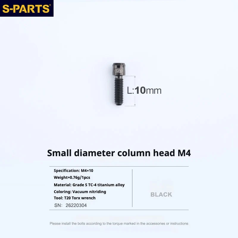 S-PARTS M4 × 6–50mm Titanium Small Column Head Screws M4X10 Black