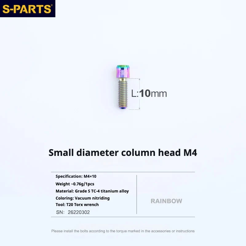 S-PARTS M4 × 6–50mm Titanium Small Column Head Screws M4X10 Rainbow