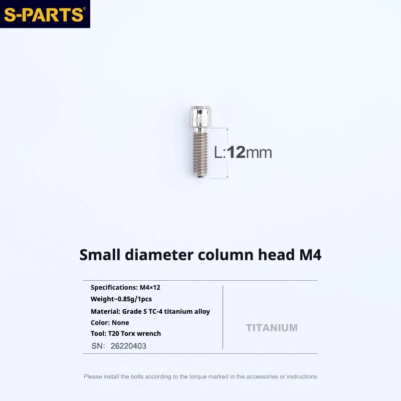 S-PARTS M4 × 6–50mm Titanium Small Column Head Screws M4X12