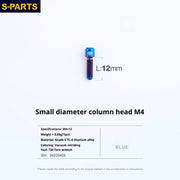 S-PARTS M4 × 6–50mm Titanium Small Column Head Screws M4X12 Blue
