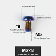 S-PARTS M5*10 / 14 / 16 mountain bike road bike bottle cage umbrella head titanium alloy disc screw