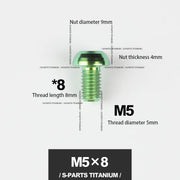 S-PARTS M5*10 / 14 / 16 mountain bike road bike bottle cage umbrella head titanium alloy disc screw
