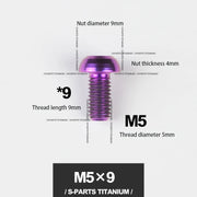 S-PARTS M5*10 / 14 / 16 mountain bike road bike bottle cage umbrella head titanium alloy disc screw