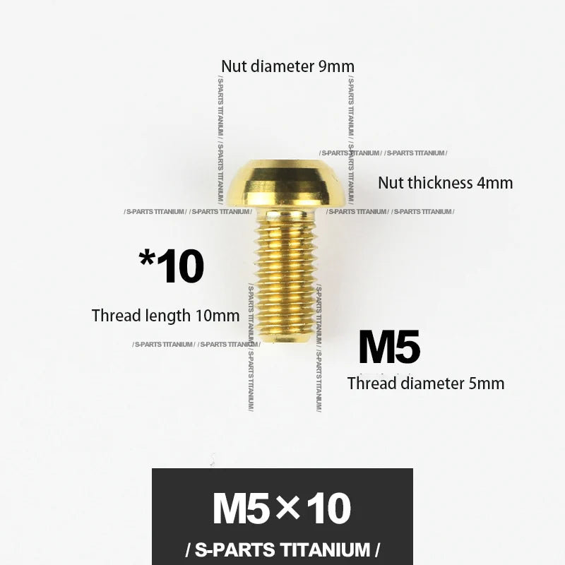 S-PARTS M5*10 / 14 / 16 mountain bike road bike bottle cage umbrella head titanium alloy disc screw