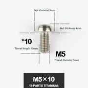 S-PARTS M5*10 / 14 / 16 mountain bike road bike bottle cage umbrella head titanium alloy disc screw