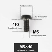 S-PARTS M5*10 / 14 / 16 mountain bike road bike bottle cage umbrella head titanium alloy disc screw