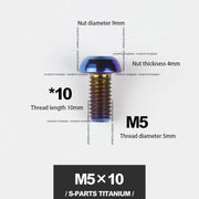 S-PARTS M5*10 / 14 / 16 mountain bike road bike bottle cage umbrella head titanium alloy disc screw