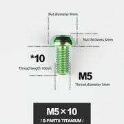 S-PARTS M5*10 / 14 / 16 mountain bike road bike bottle cage umbrella head titanium alloy disc screw