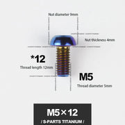 S-PARTS M5*10 / 14 / 16 mountain bike road bike bottle cage umbrella head titanium alloy disc screw