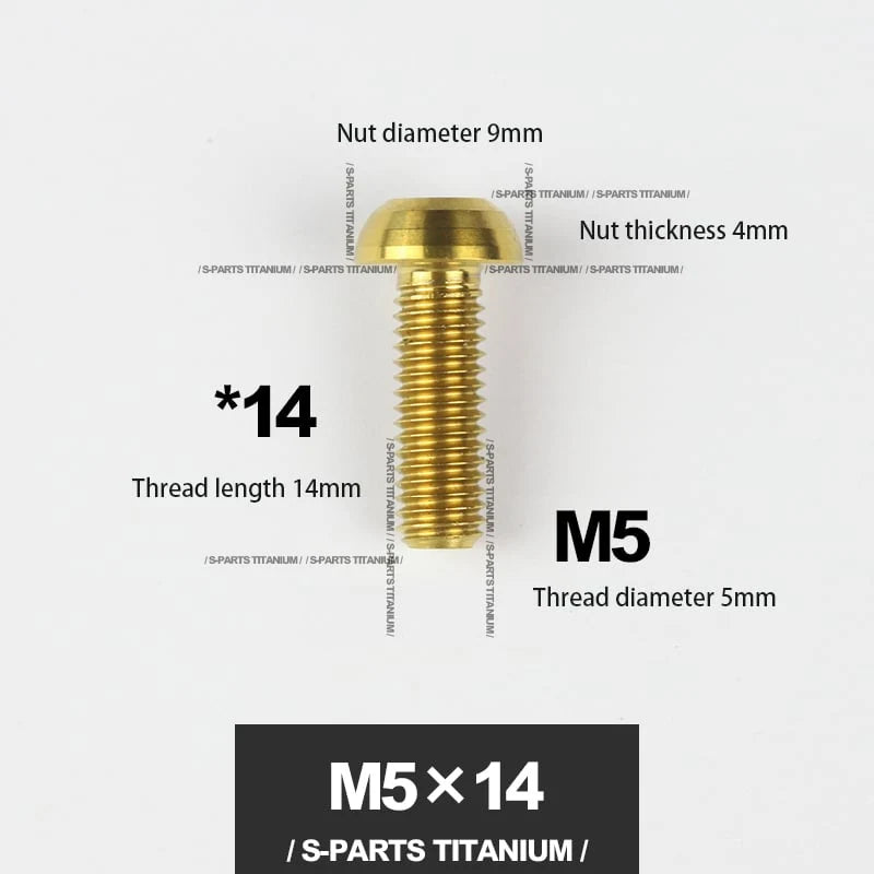 S-PARTS M5*10 / 14 / 16 mountain bike road bike bottle cage umbrella head titanium alloy disc screw
