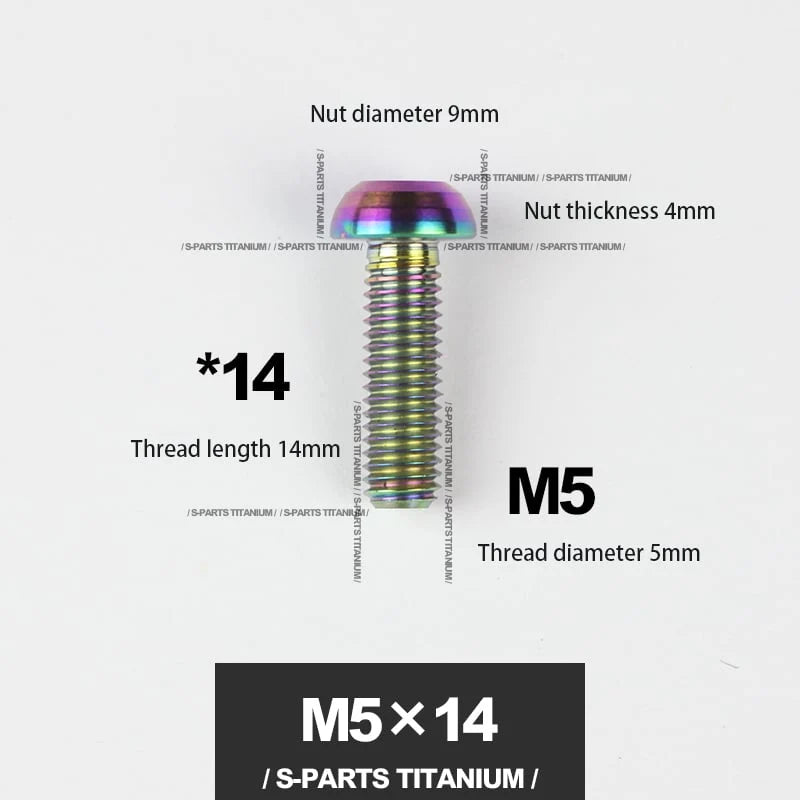 S-PARTS M5*10 / 14 / 16 mountain bike road bike bottle cage umbrella head titanium alloy disc screw