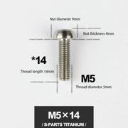 S-PARTS M5*10 / 14 / 16 mountain bike road bike bottle cage umbrella head titanium alloy disc screw