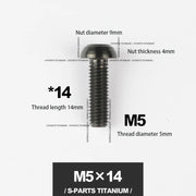 S-PARTS M5*10 / 14 / 16 mountain bike road bike bottle cage umbrella head titanium alloy disc screw