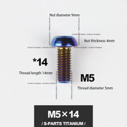 S-PARTS M5*10 / 14 / 16 mountain bike road bike bottle cage umbrella head titanium alloy disc screw