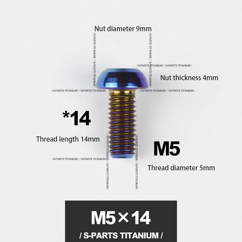 S-PARTS M5*10 / 14 / 16 mountain bike road bike bottle cage umbrella head titanium alloy disc screw