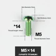 S-PARTS M5*10 / 14 / 16 mountain bike road bike bottle cage umbrella head titanium alloy disc screw