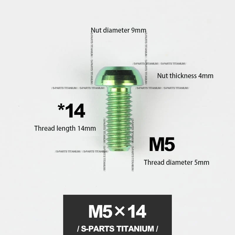 S-PARTS M5*10 / 14 / 16 mountain bike road bike bottle cage umbrella head titanium alloy disc screw