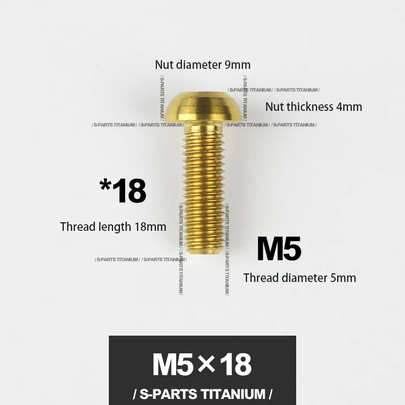 S-PARTS M5*10 / 14 / 16 mountain bike road bike bottle cage umbrella head titanium alloy disc screw