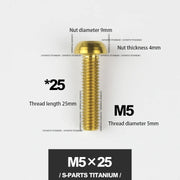 S-PARTS M5*10 / 14 / 16 mountain bike road bike bottle cage umbrella head titanium alloy disc screw