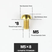 S-PARTS M5*10 / 14 / 16 mountain bike road bike bottle cage umbrella head titanium alloy disc screw