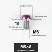 S-PARTS M5*10 / 14 / 16 mountain bike road bike bottle cage umbrella head titanium alloy disc screw