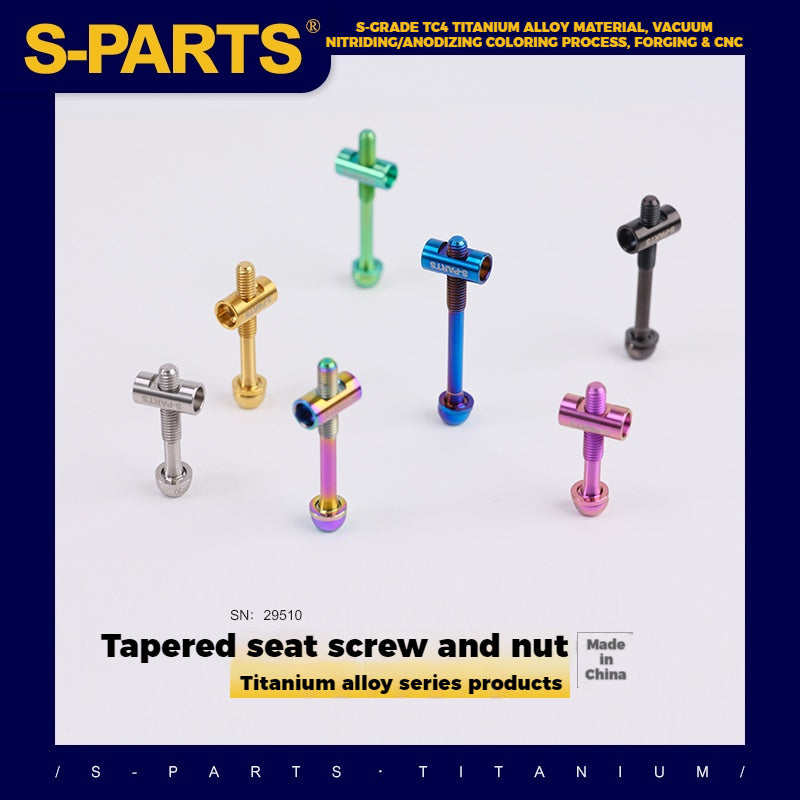 S-PARTS M5 Titanium Seatpost Bolt, Barrel Nut & Washer Hardware M5 L35 Gold