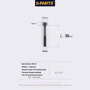 S-PARTS M5 Titanium Seatpost Bolt, Barrel Nut & Washer Hardware M5 L35 Black